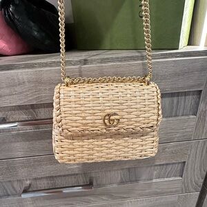 Gucci glazed wicker Cestino mini shoulder bag